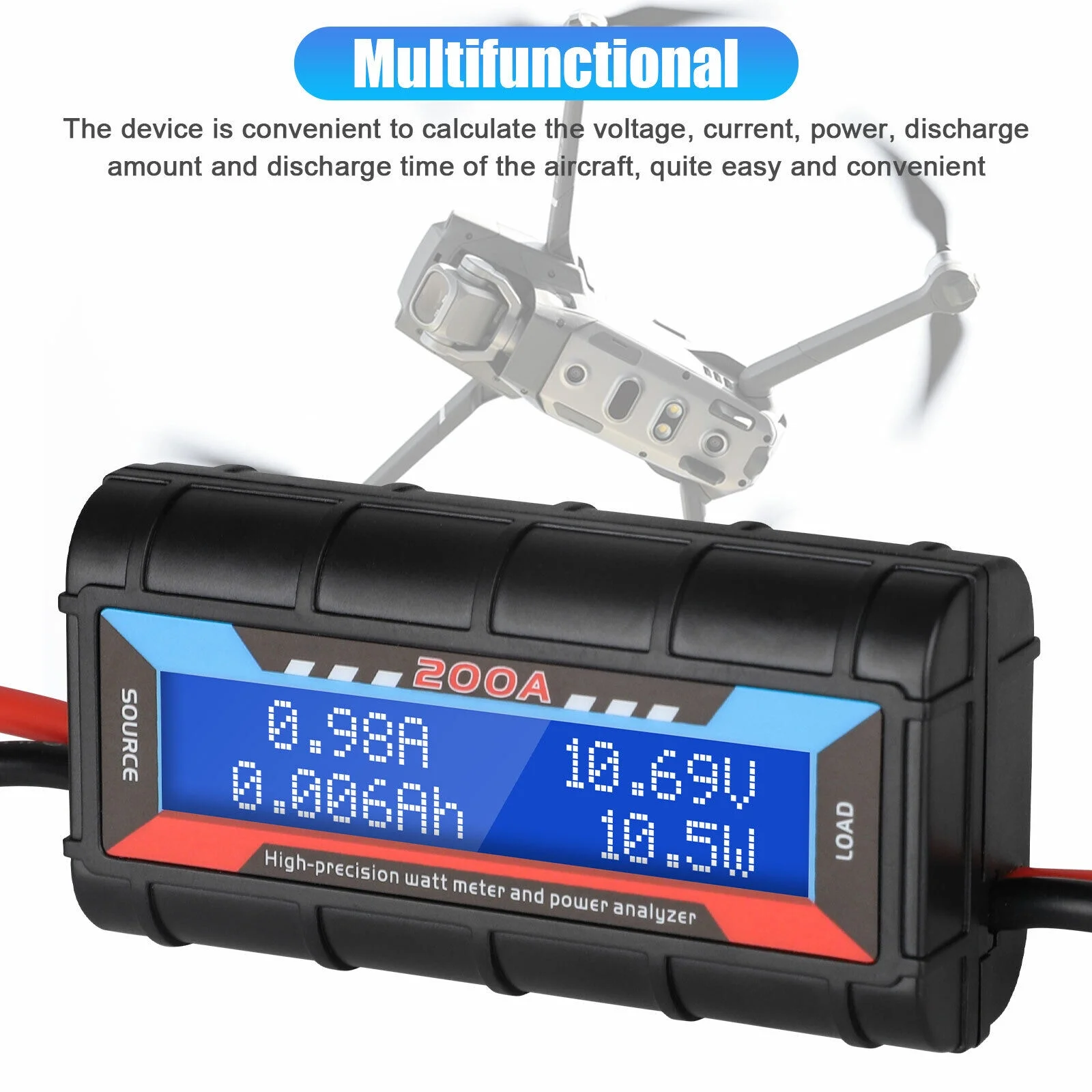 200A 60V DC Digital Monitor LCD Voltmeter Amp Watt Battery Solar Power Analyser