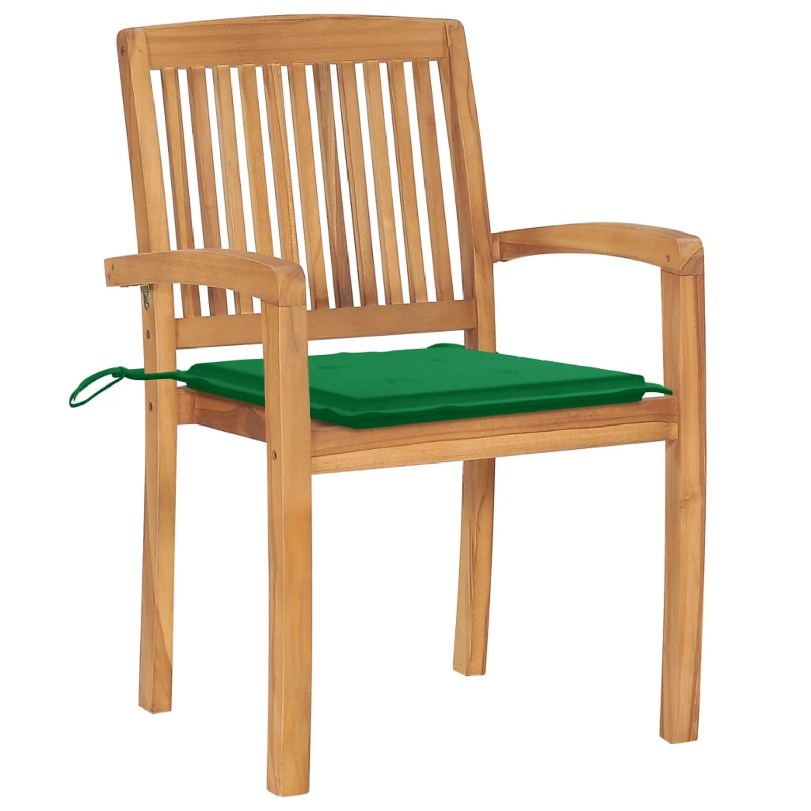 Irfora Patio Chairs 2 pcs with Green Cushions Solid Teak Wood