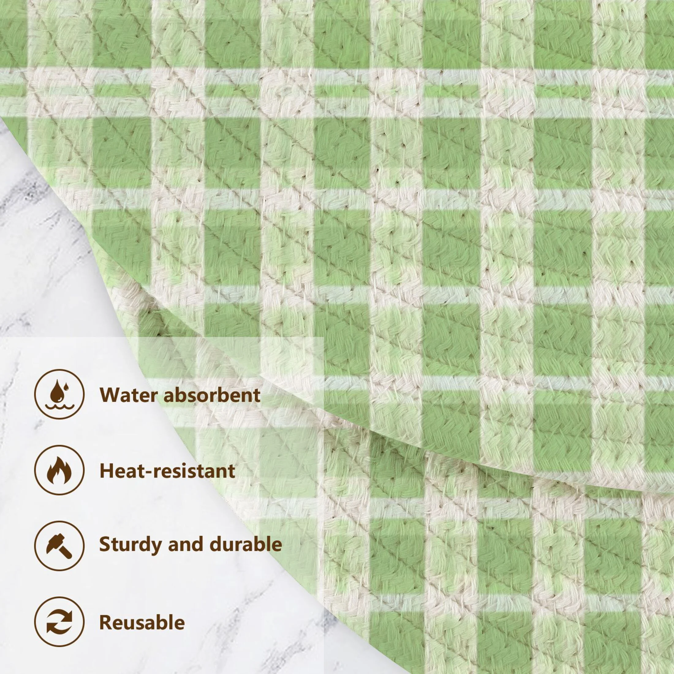 Grid Green Lattice 3 PCs Pot Holders Trivets Kitchen 15