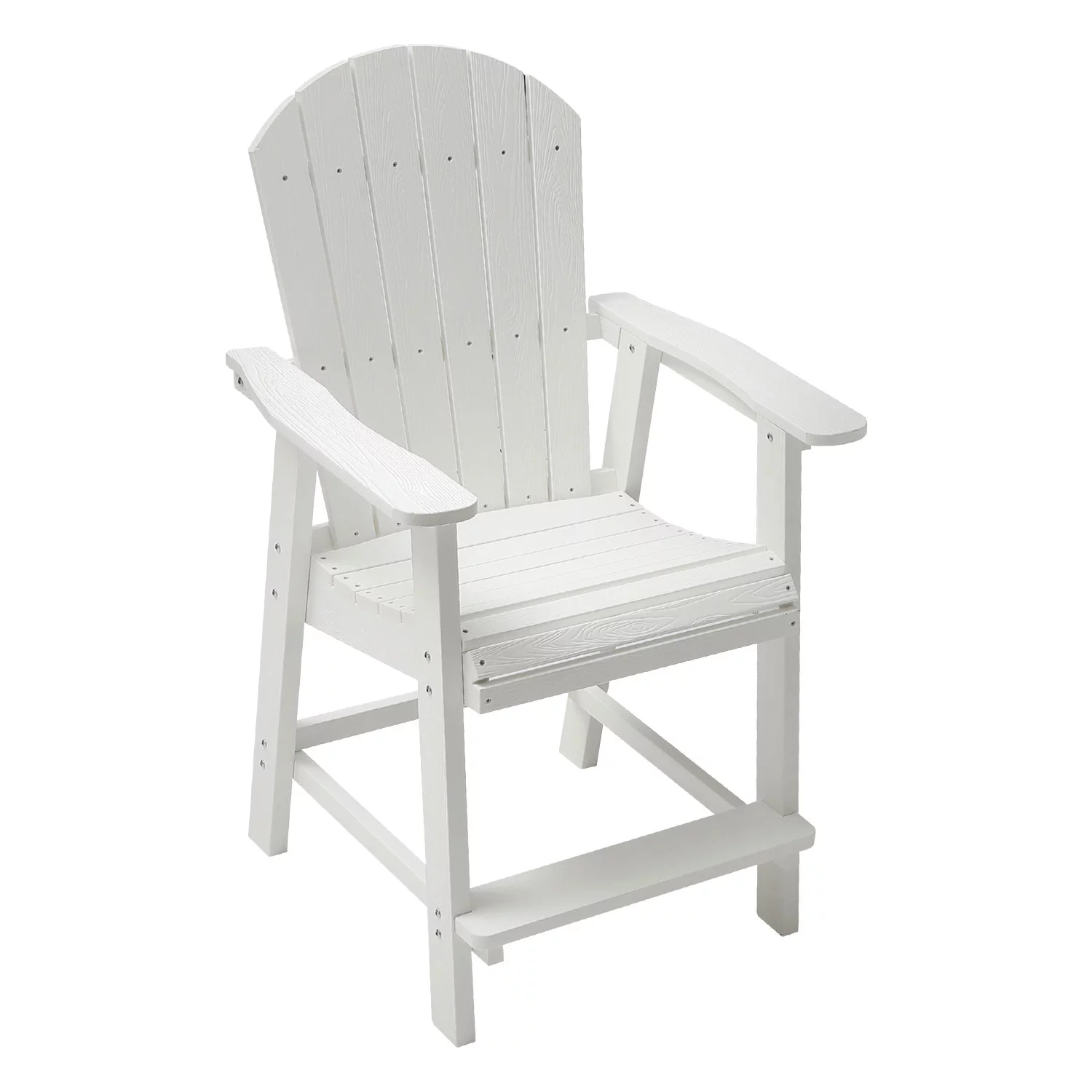 Dcenta HIPS Bar Chair with Armrest,Patio Bar Chair Set of 2, White
