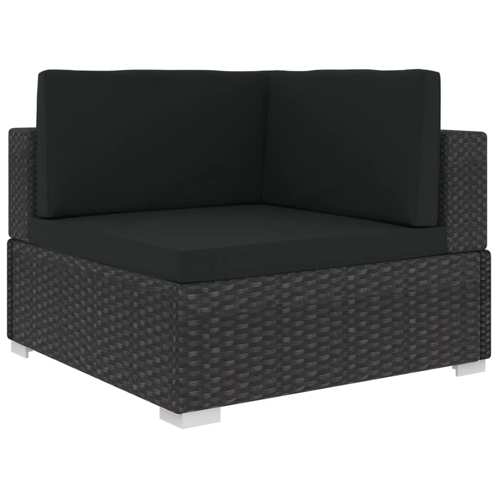 Dcenta 7 Piece Patio Set with Cushions Poly Rattan Black