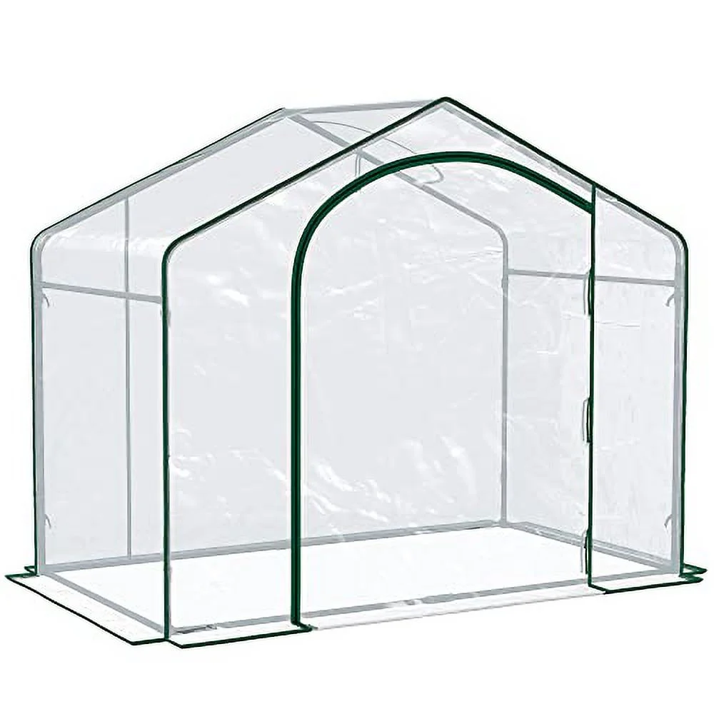 Outsunny 6' x 3' x 5' Portable Walk-in Greenhouse, PVC Cover, Steel Frame Garden Hot House, Zipper Door, Top Vent for Flowers, Vegetables, Saplings, Clear