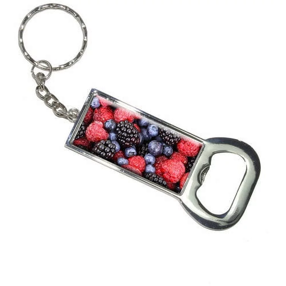 Berry Berries Mix Blueberries Raspberries Blackberries Keychain Bottle Bottlecap Opener