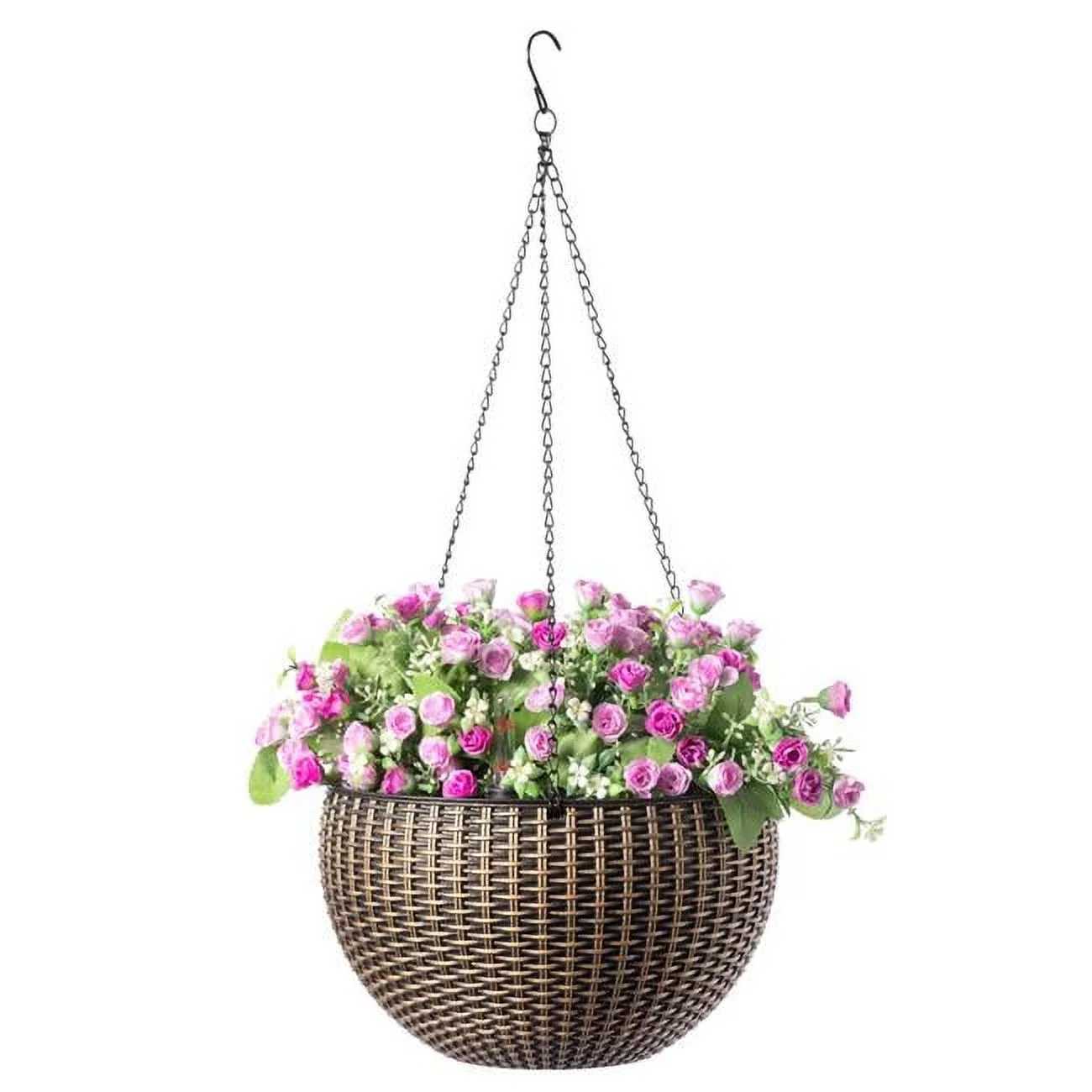 10.75 x 23 in. 10 Self Watering Bronze Hanging Basket Flower Planter