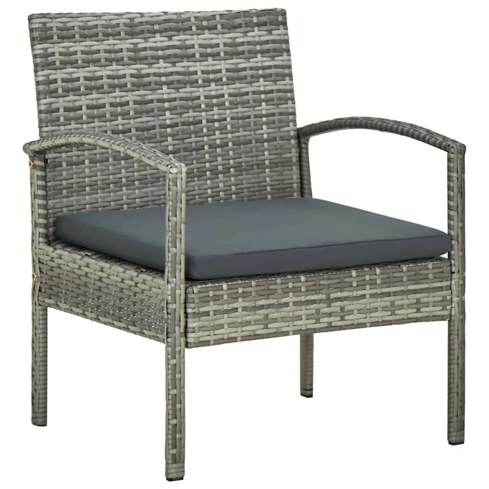Walmeck 5 Piece Patio Set with Cushions Poly Rattan Gray