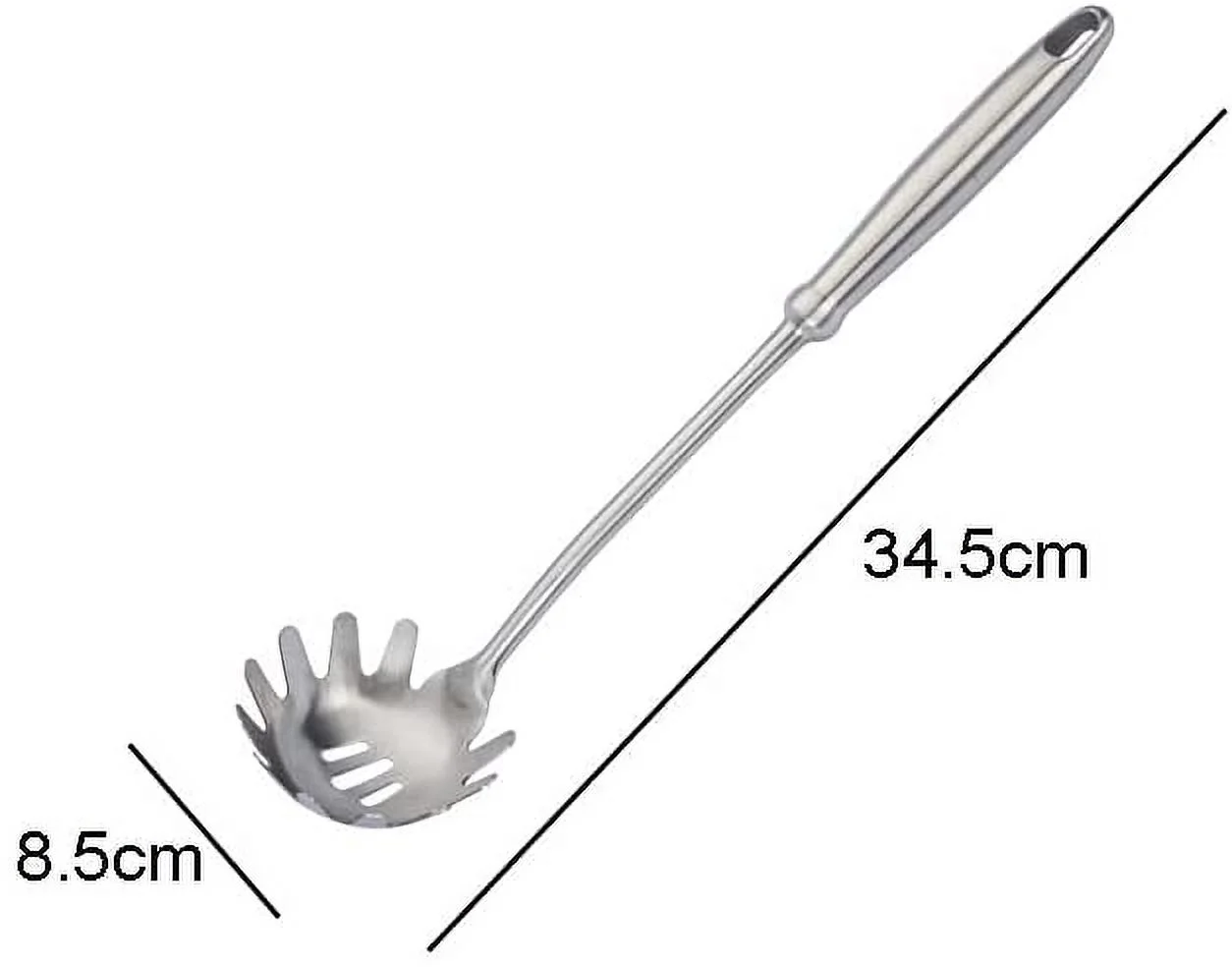 1 Piece Pasta Fork Spaghetti Server Helper Stainless Steel Pasta Spoon Spaghetti Spoon Pasta Server Spaghetti Fork Kitchen Utensil Noodles Server Fork with Teeth, Silver