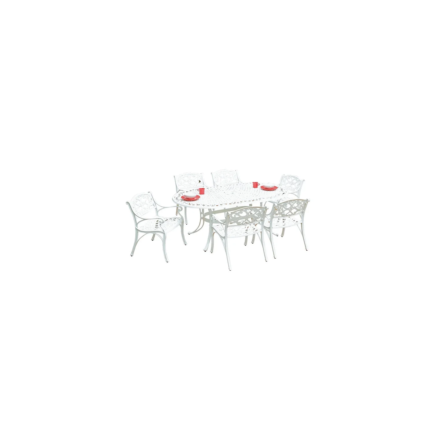 Homestyles Sanibel White Aluminum 7 Piece Outdoor Dining Set