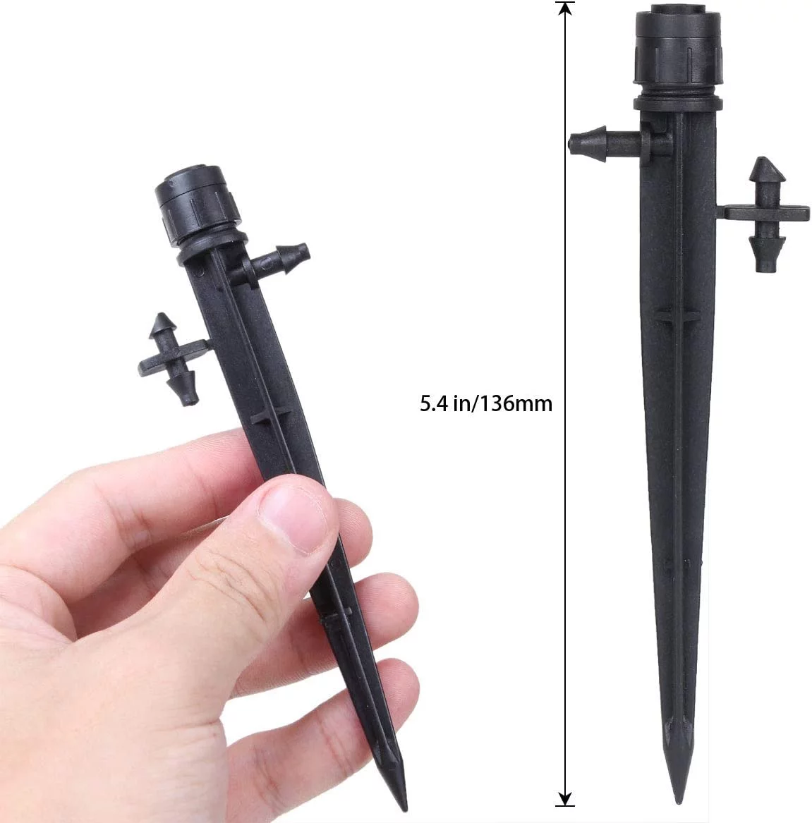 100Pcs 360 Degree Drip Irrigation Emitters, Water Flow Drip Stakes Emitter, Adjustable Irrigation Drippers for 1/4 inch Drip Tube, Flower Beds, Vegetable Gardens, Herbs Gardens