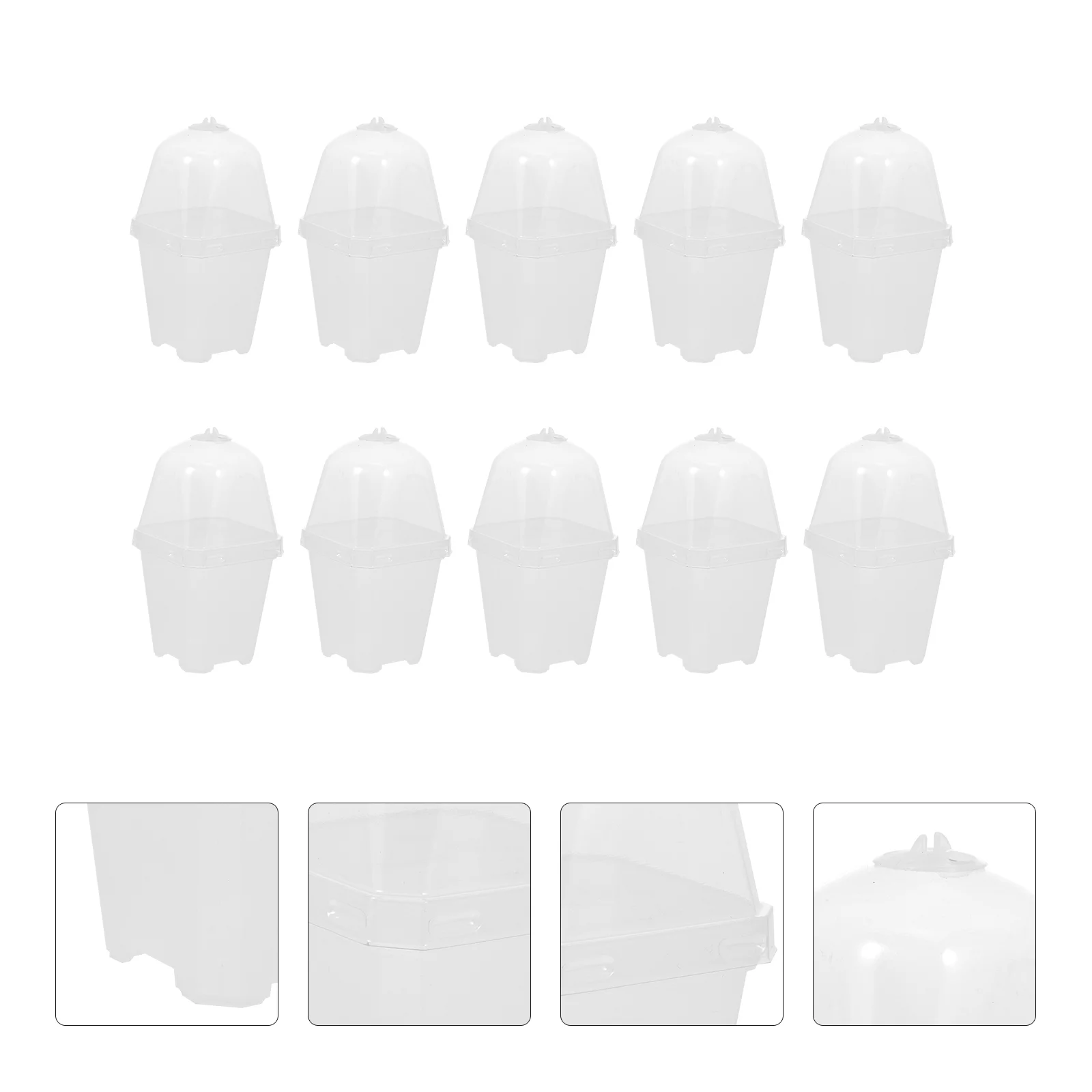 NUOLUX 10 Sets Plant Germination Plastic Cups Plant Growing Boxes Nursery Sowing Pots with LIds