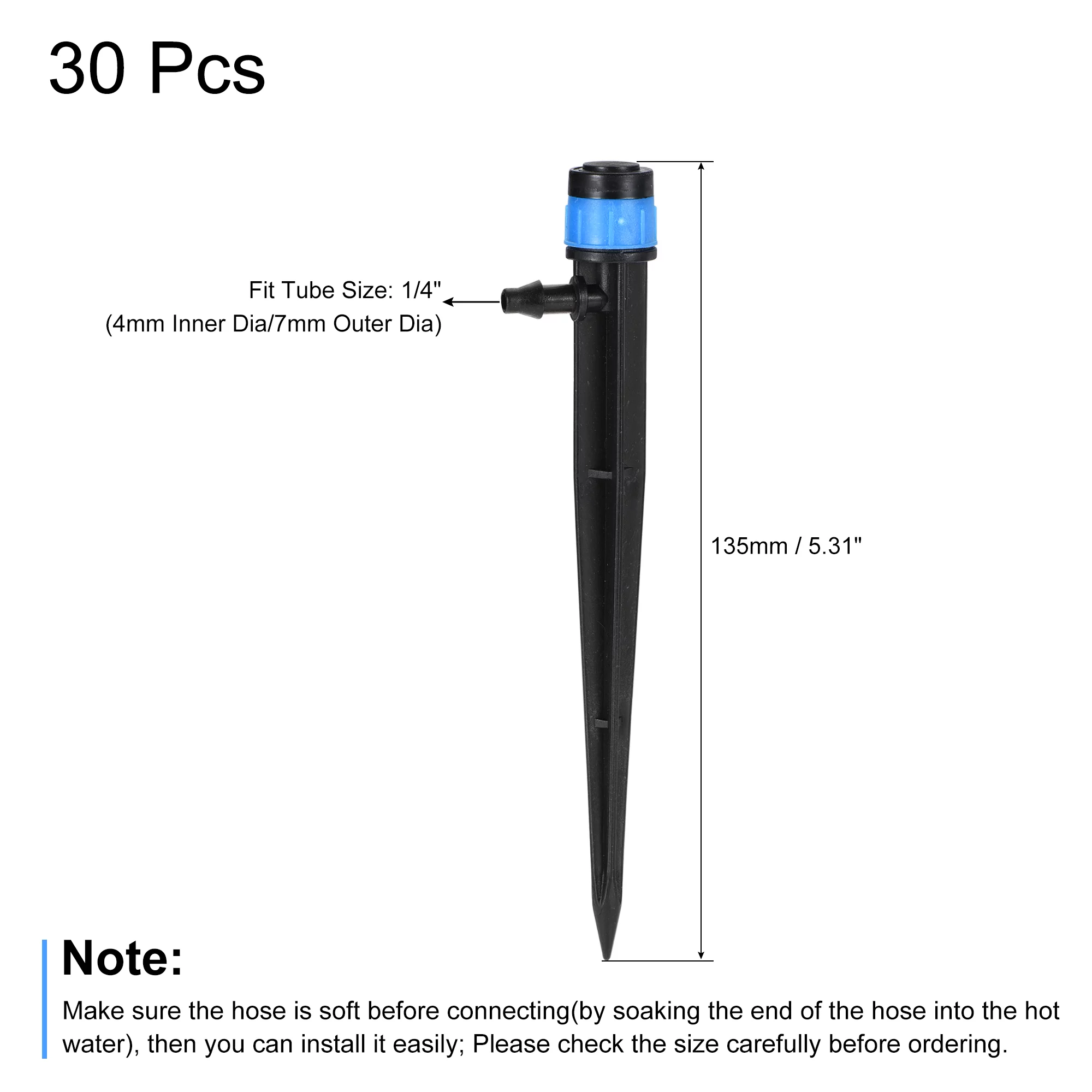 Uxcell Adjustable 360 Degree Drip Emitters 135mm for 1/4