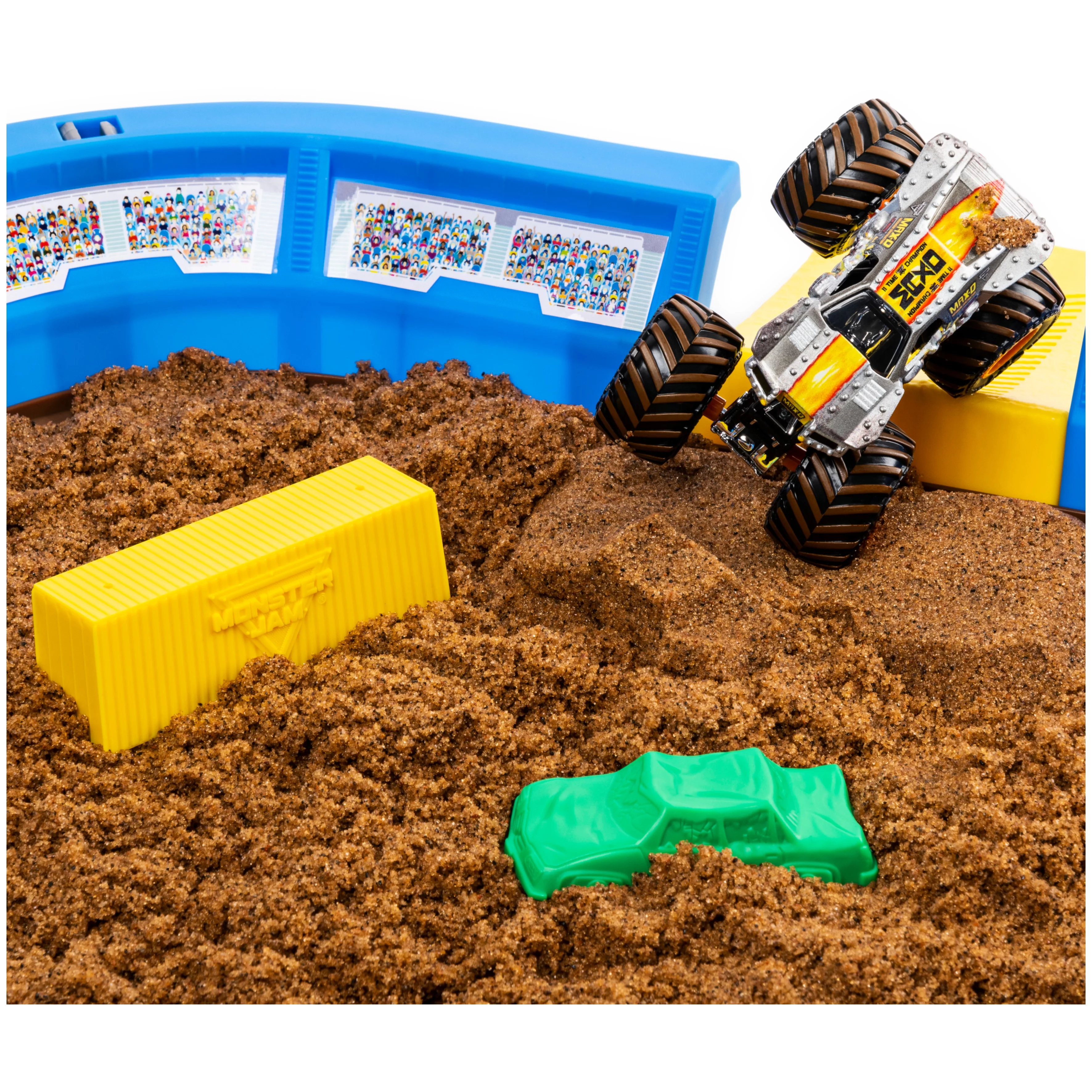 Monster Jam, Monster Dirt Arena 24-Inch Playset with 2lbs of Monster Dirt and Exclusive 1:64 Scale Die-Cast Monster Jam Truck