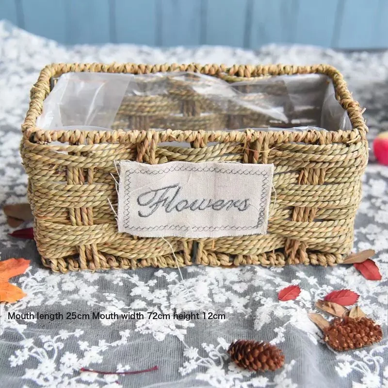 Flower Basket Straw Rattan Basket Flower Arrangement Wall Flower Pots Green Plants Succulent Pots Rustic Rattan Flower Basket