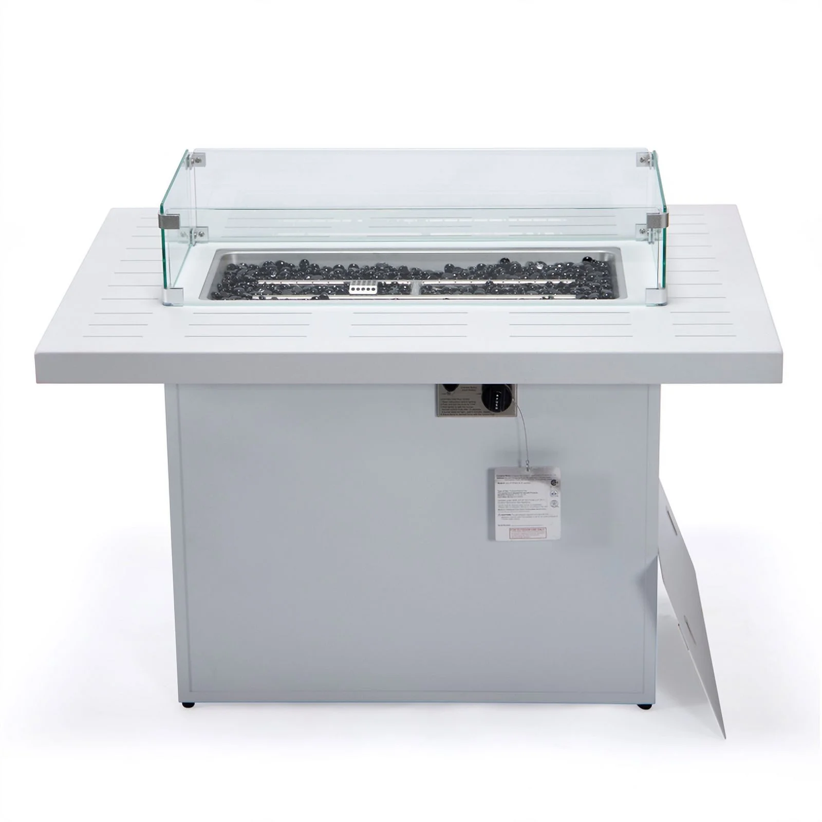 Afuera Living Patio Aluminum Propane Fire Pit Table in White