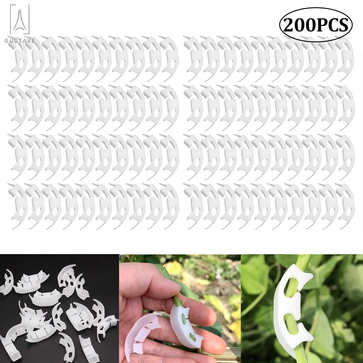 Gustave 200Pcs Plant Bender, Tomato Branches Bender Bending Clips Plant Trainer Twig Clamps for Low Stress Training, Control The Growth of Plants