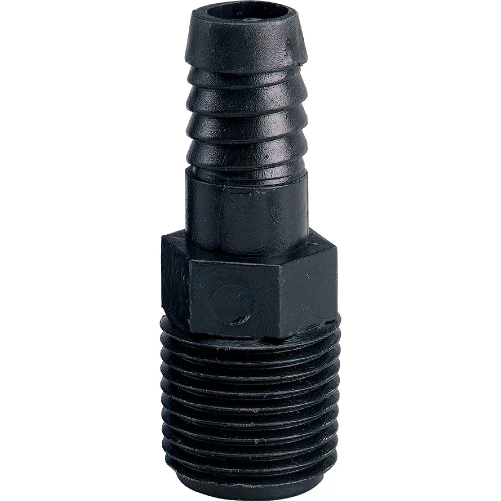10 PK, Orbit 94345-Orbit 1/2 In. MNPT x 1/2 In. Barbed Plastic Riser Flex Fitting Straight Adapter
