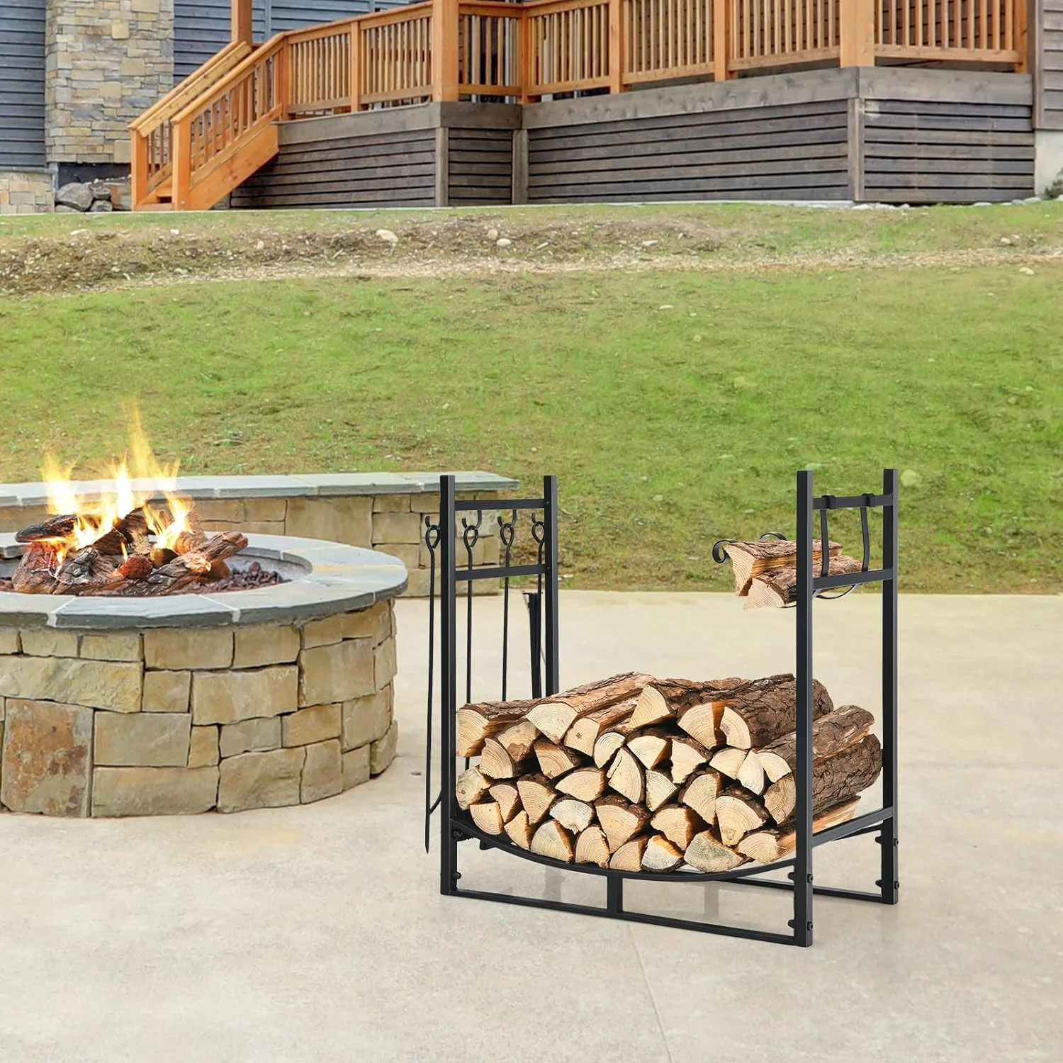 Hysache Firewood Rack with 4 Tools, 36