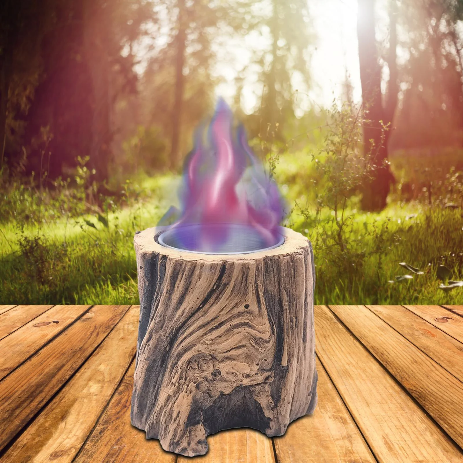 Table Ornament Compact Mini Fireplace for Outdoor Indoor Terrace Brown