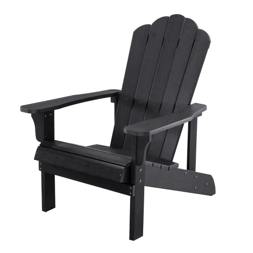 Buumin Key West Outdoor Plastic Wood Adirondack Chair, Patio Chair for Deck, Backyards, Lawns, Poolside, and Beaches, Weather Resistant, Black