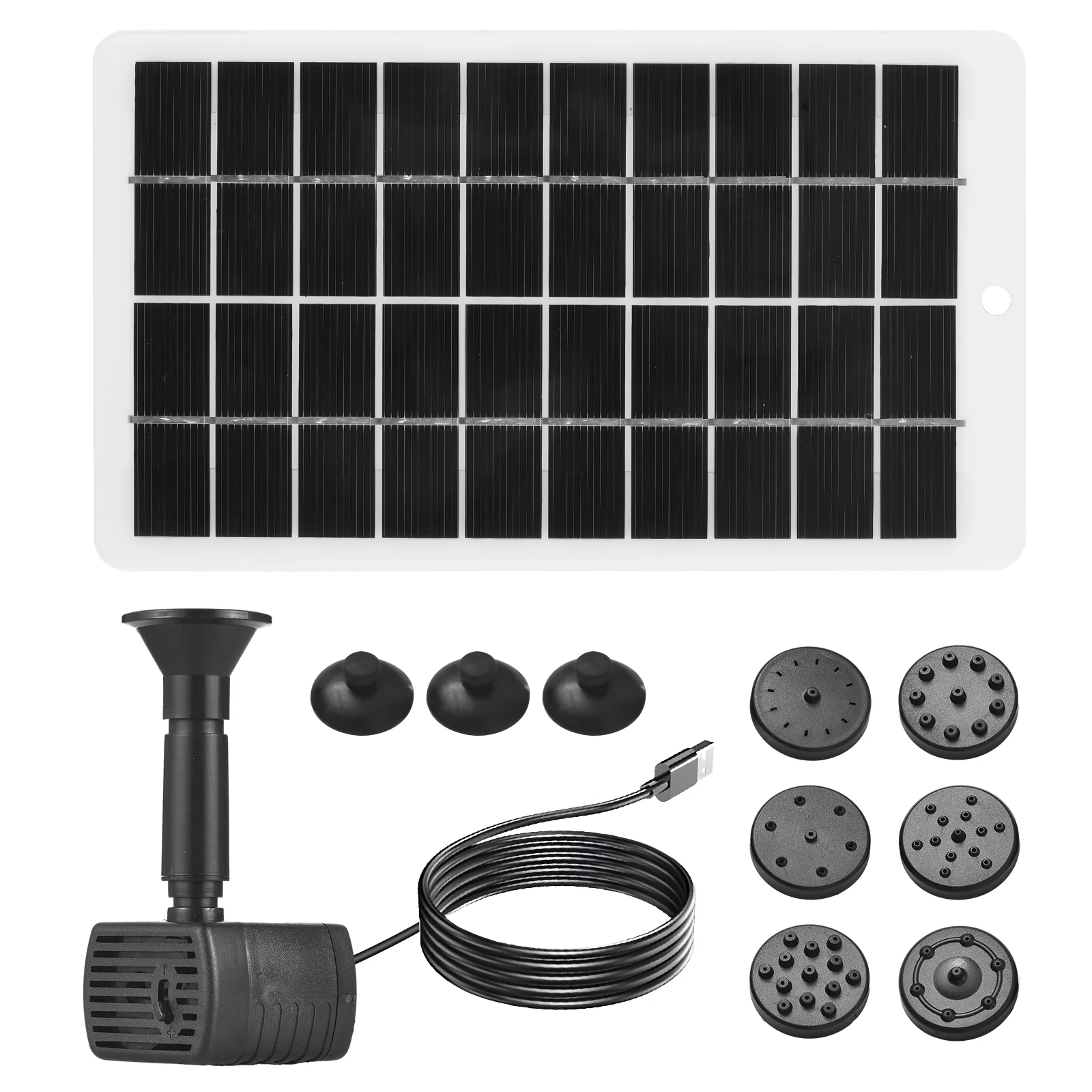 Nebublu Fountain Pump,/ / Pump With 5ft Panel Kit 200l/h Pump 4w 5ft Cable 9 Pump4w Nozzles 6 / Pool / Pump 4w Rate Solar 4w 5v Rate Solar / Fish 6 Modes 5v Bath 6 9 Siuke /