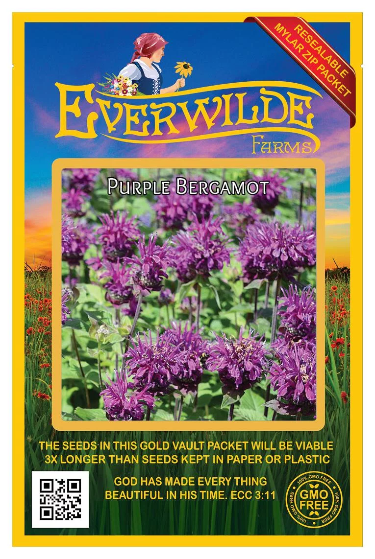 Everwilde Farms - 1750 Purple Bergamot Native Wildflower Seeds - Gold Vault Jumbo Bulk Seed Packet