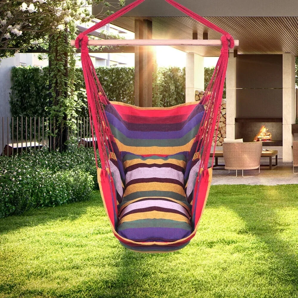 Boho Style Outdoor Patio Furniture Egg Basket Swing Chair & Pillows Pool Porch