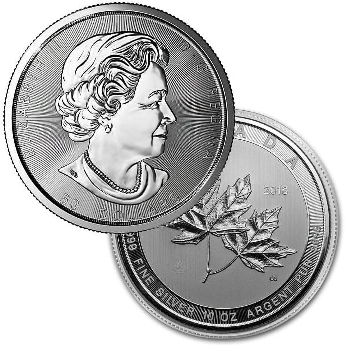 Lot of 5 - Canadian Maple Leaf, 10 Troy Ozs. Silver, .9999 Pure