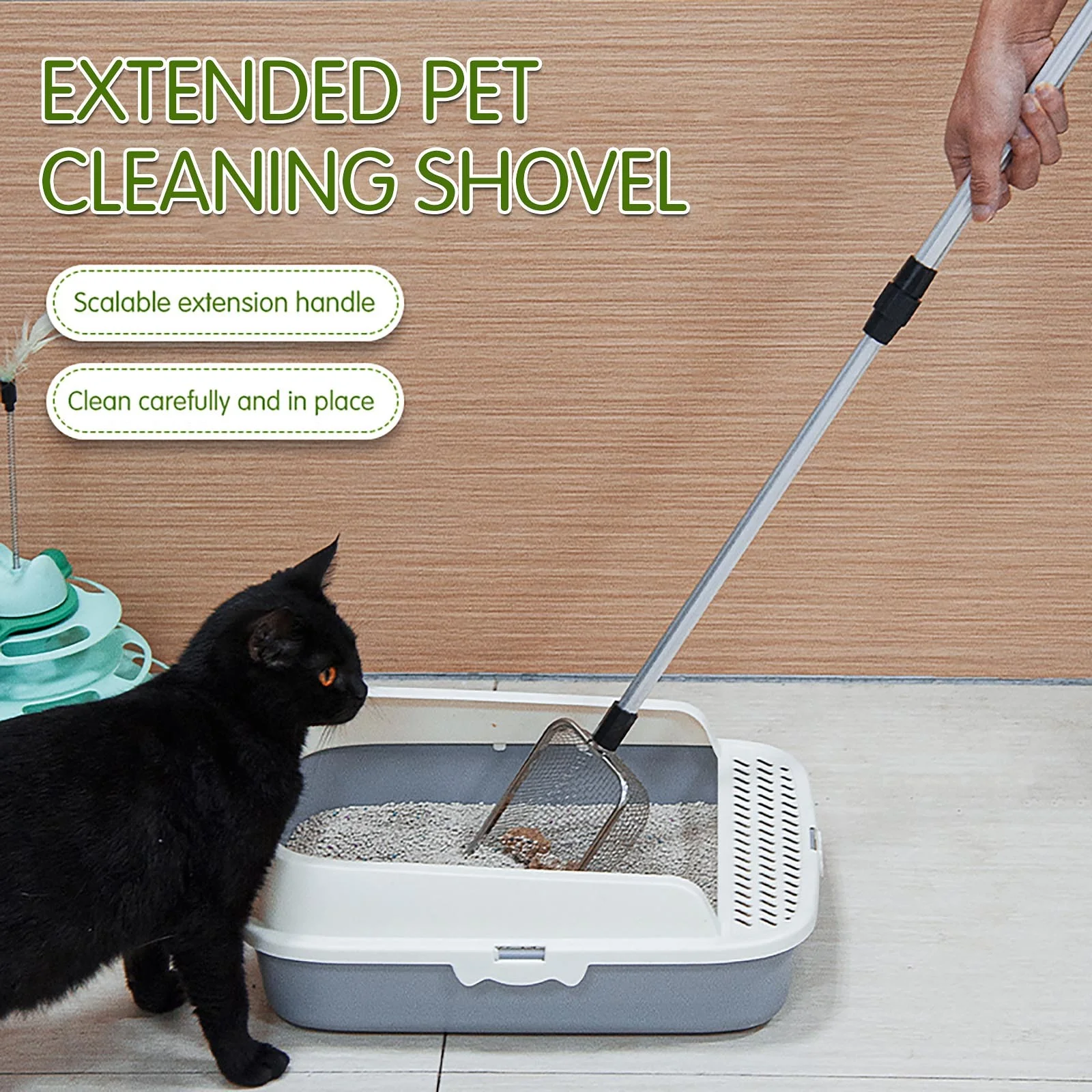 Cat Litter Shovel With Extended Handle Stainless Steel Climbing Pet Shovel Beach Shovel Toilet Pickup