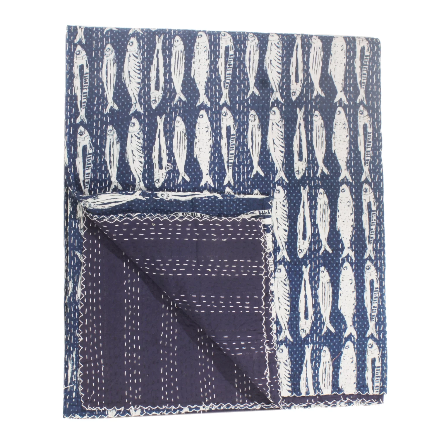 Indian Kantha Quilt Block Printed Kantha Blanket Cotton Kantha Bedspread Kantha Coverlet Throw king Size Kantha Bedcover 90x108