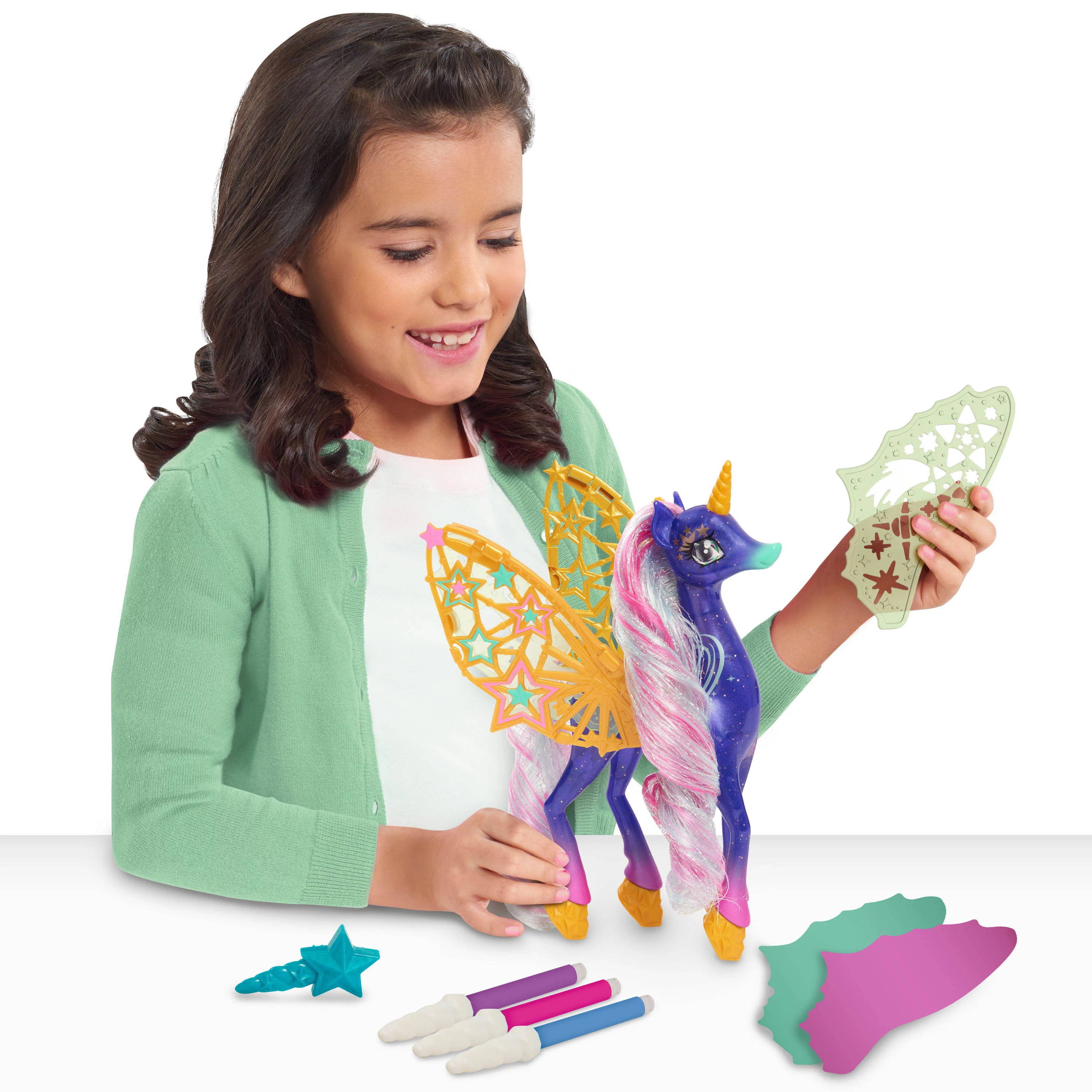 Shimmercorns Sparkle Makeover Shimmercorn, Galaxie, Unicorn, Girls Activity Set, 11 Pieces,  Kids Toys for Ages 3 Up, Gifts and Presents