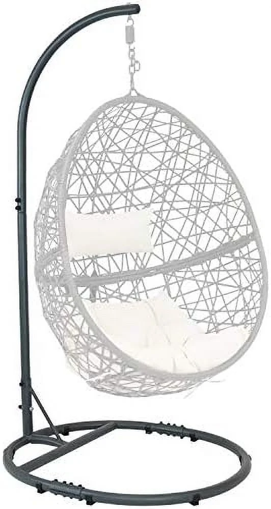 Steel Egg Chair Stand With Extra-Wide Round Base - Black Powder-Coated Finish - 76 Inches H
