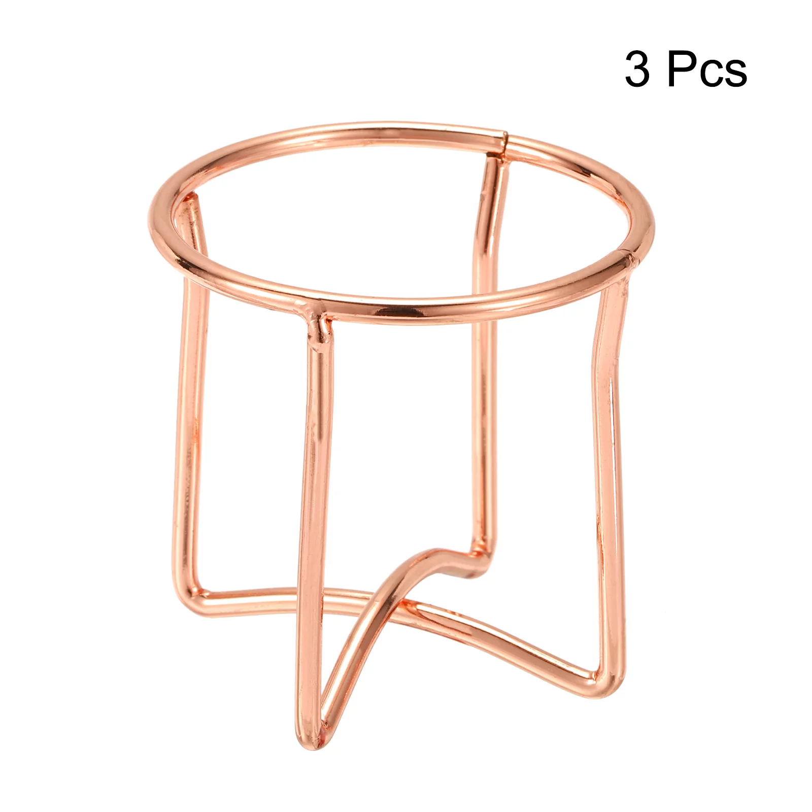 Uxcell 1.73''Air Plant Stand Holder Round Pot Container Metal Rose Gold 3Pcs