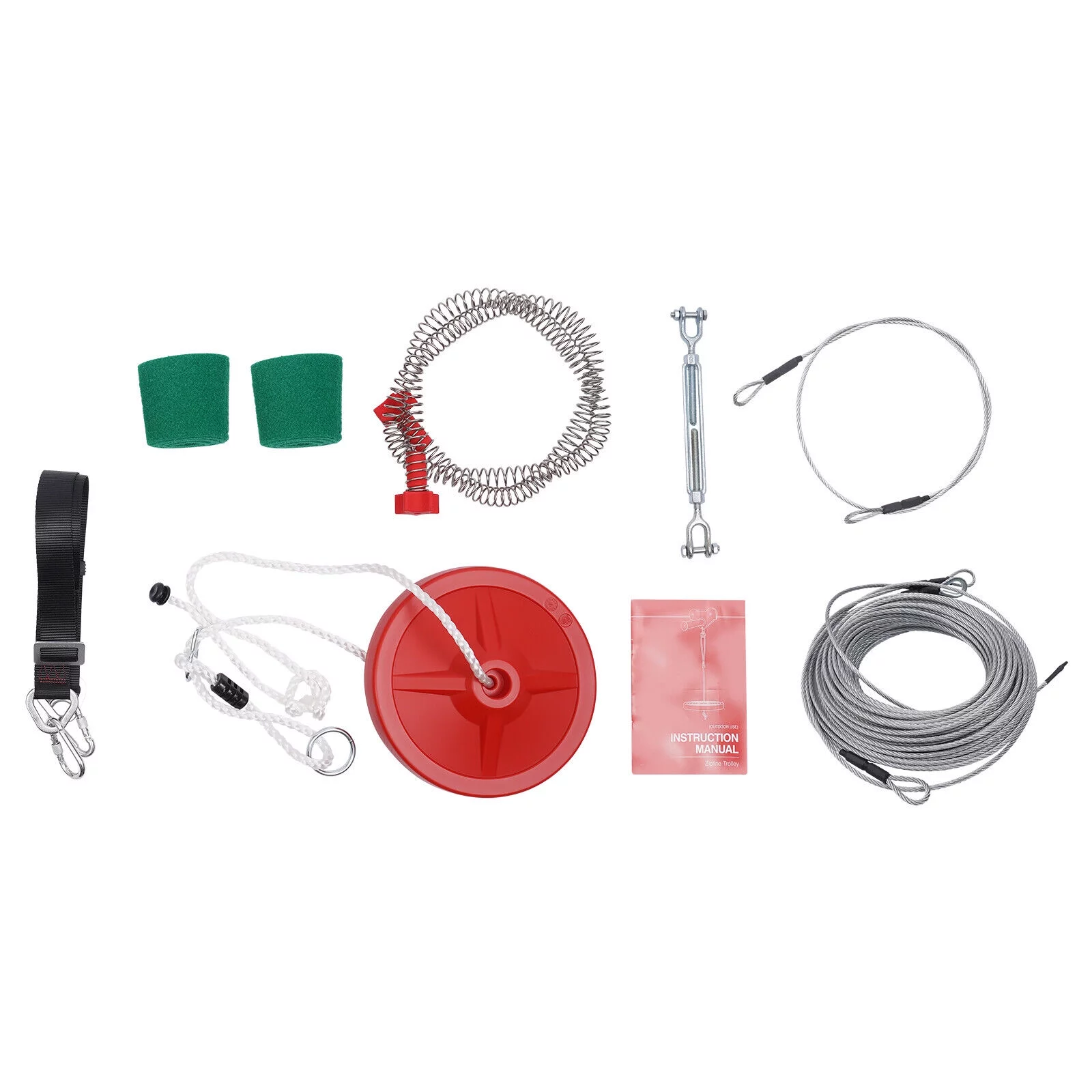 160 Feet Zip Line Kit for Children and Teens up to 330Lb Zipline Sport Kit with 5.24ft Stainless Steel Spring Brake