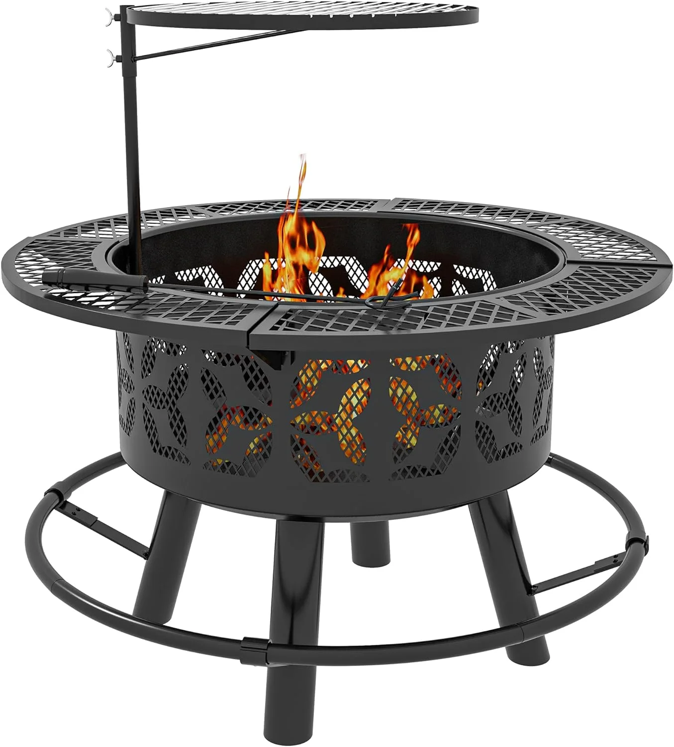 Elegant 2-in-1 Fire Pit, BBQ Grill, 33