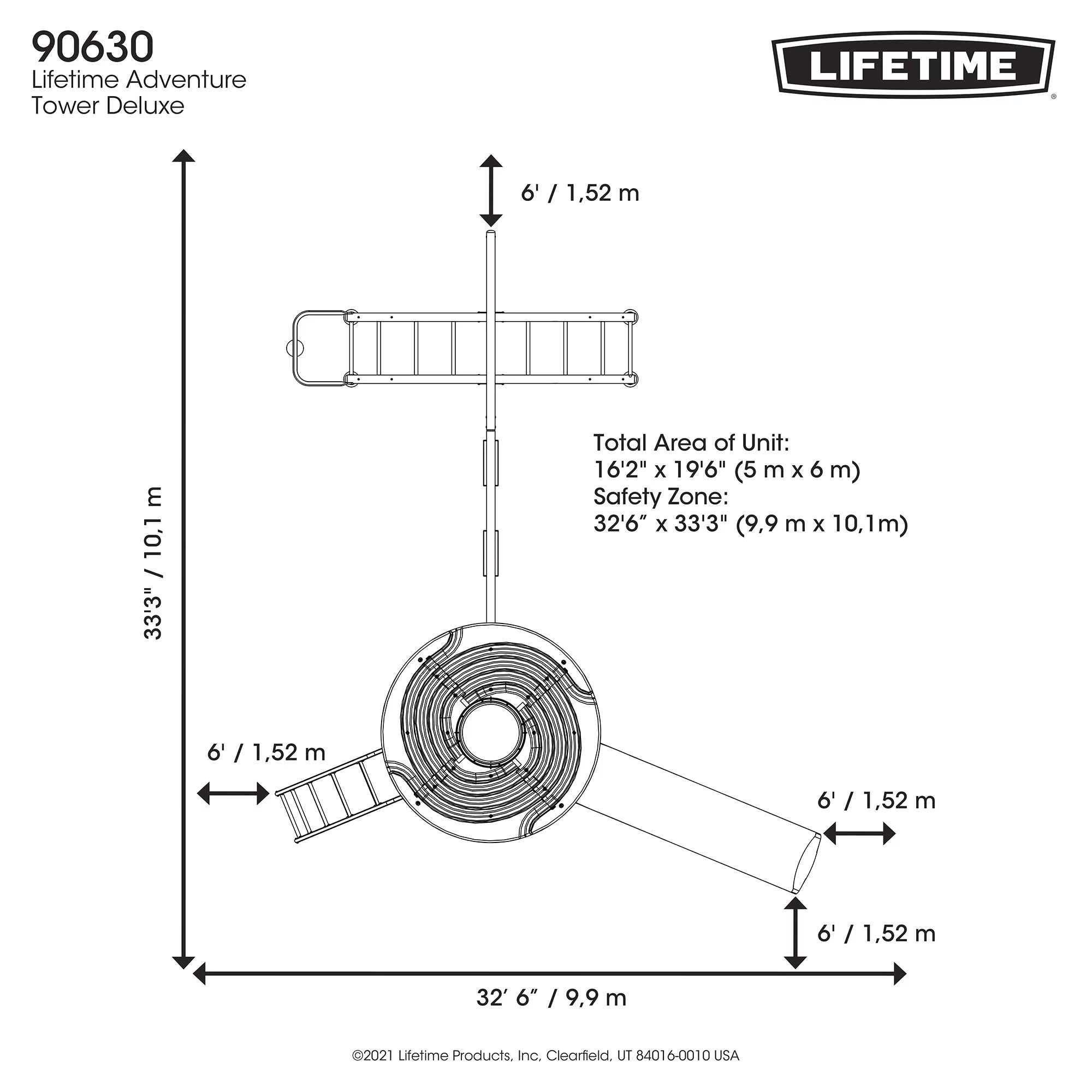 Lifetime Kid's Adventure Tower Swing Set with Monkey Bars, Slide and Climbing Wall (90630)