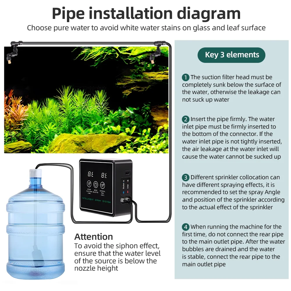 Nebublu Mister System,Low Noise Adjustable Nozzles Mister With Spray - Spray Mister Terrariums Amphibian Snake Noise Adjustable Environment With Misty - Amphibians And Mister Qisuo Spray