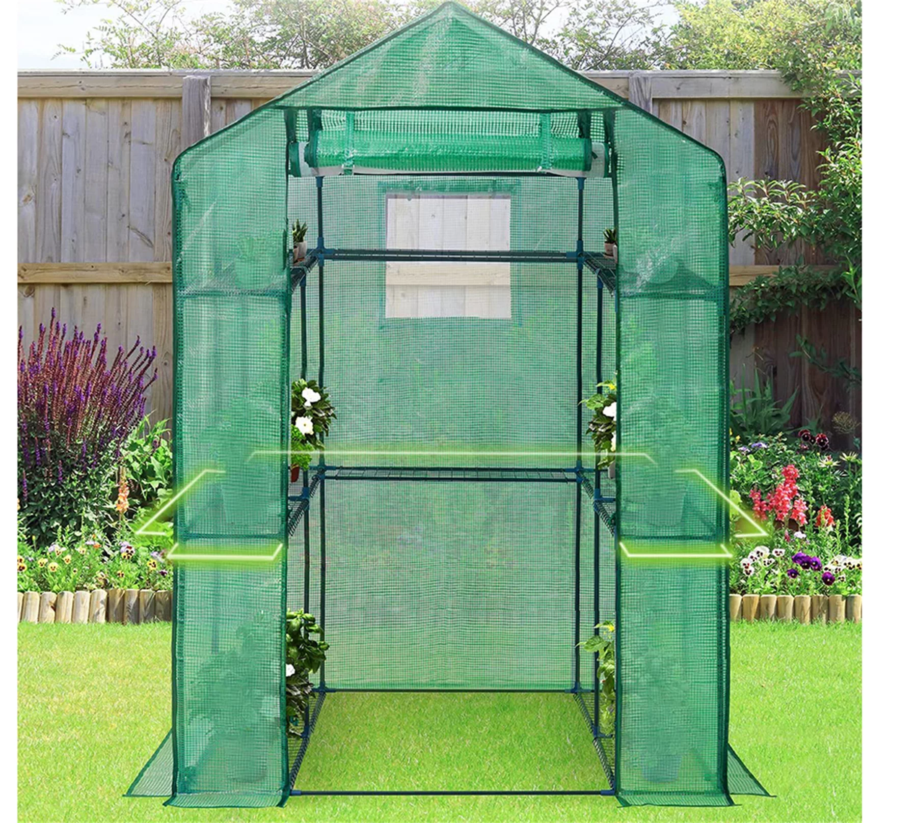 Upgraded Walk-in Greenhouse for Outdoors, Thickened PE Cover & Heavy Duty Powder-Coated Steel
