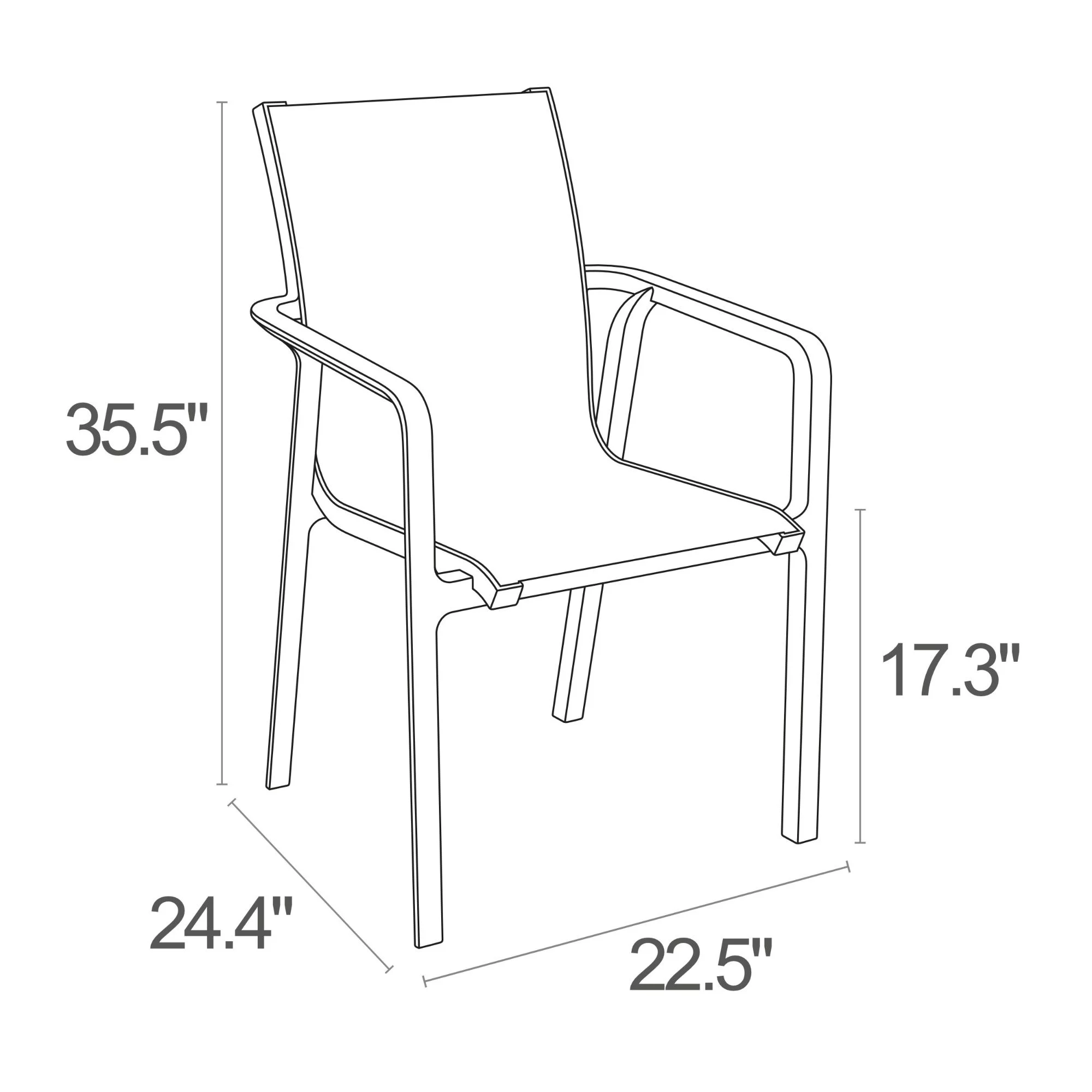 5-Piece White Resin Patio Dining Set with Extension Table and Sling Arm Chairs 55