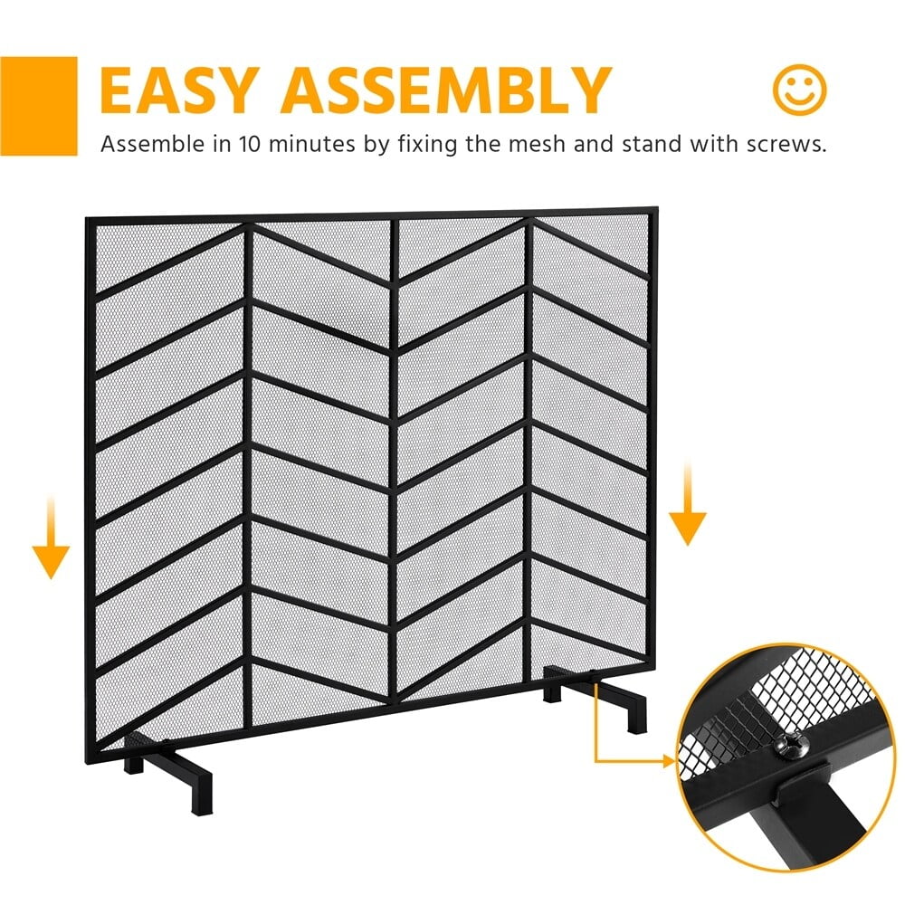 Yaheetech  Single Panel Fireplace Screen Spark Guard Fireplace Screen