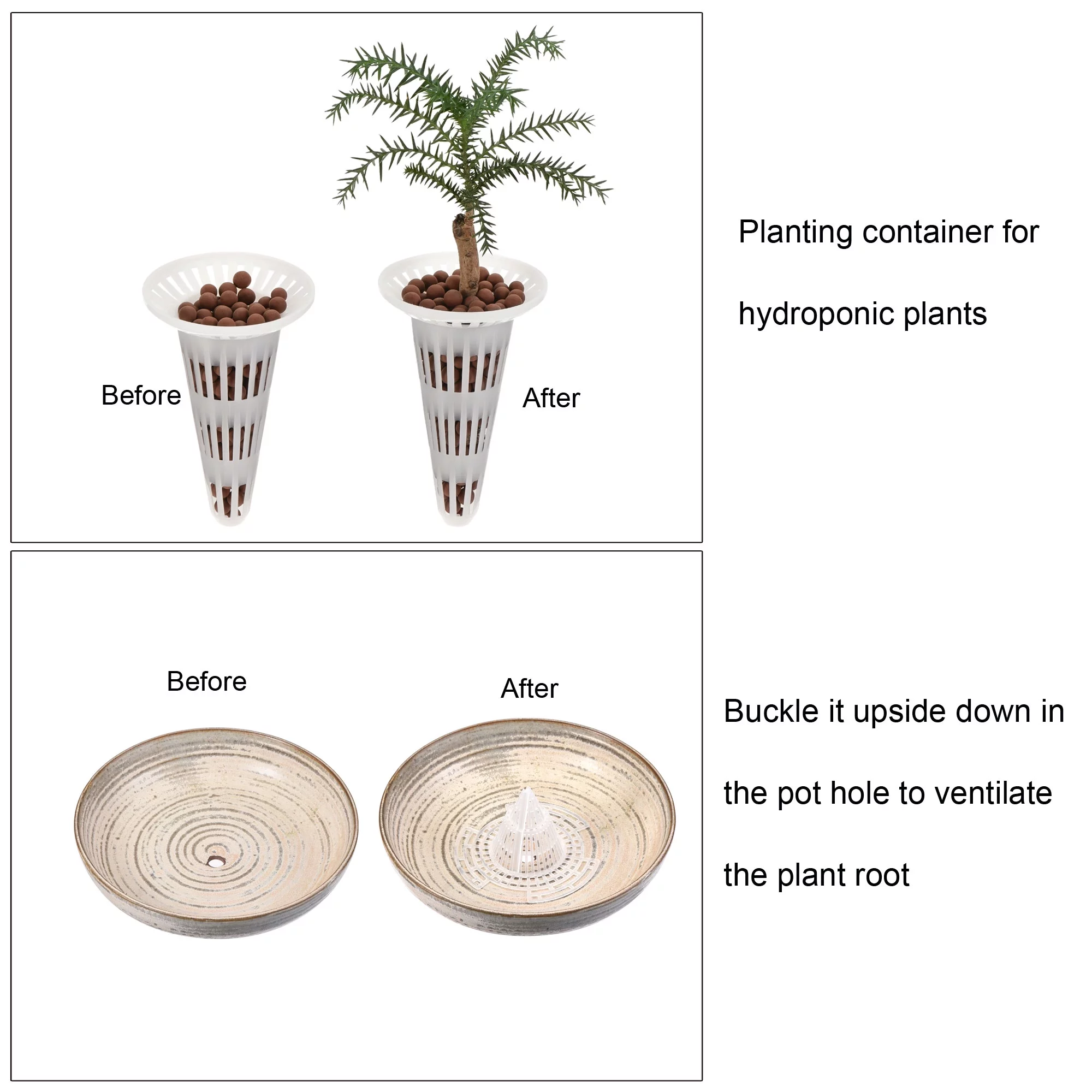 Uxcell Plastic Flower Pot Hole Mesh Pad Cone Shape Plants Bottom Grid Drainage Screen 160mm Height, Clear Pack of 5