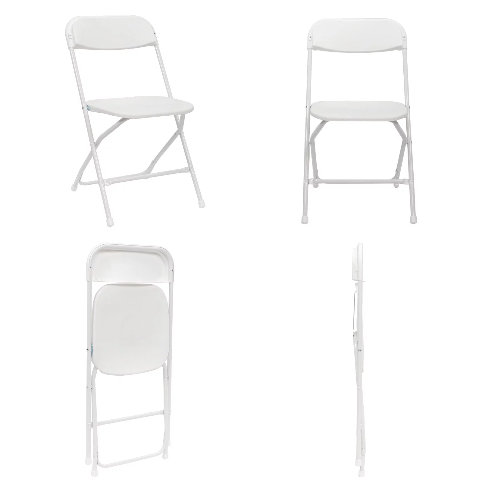 6-Piece White Classic Garden Plastic Folding Chair Set with Injection Molding Technology