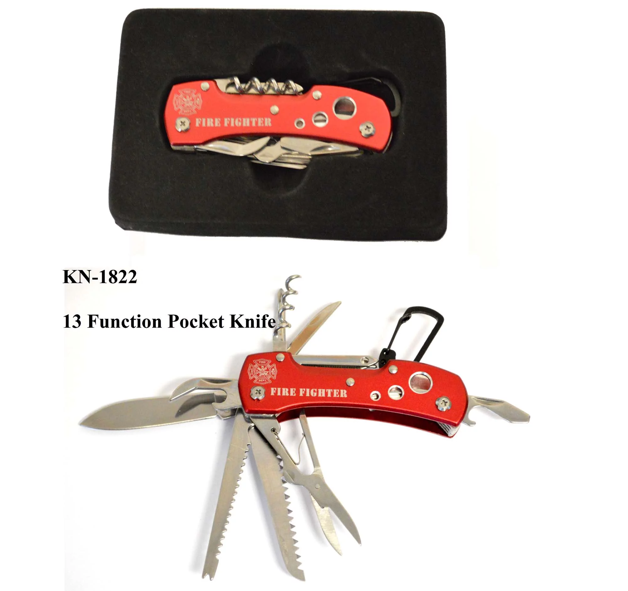 Fireman Multi F u nction Knife 13-in-1 with Corkscrew and Scissors - Utility Tool, Good for Camping, Hunting, Survival, Hiking and Outdoor Activities