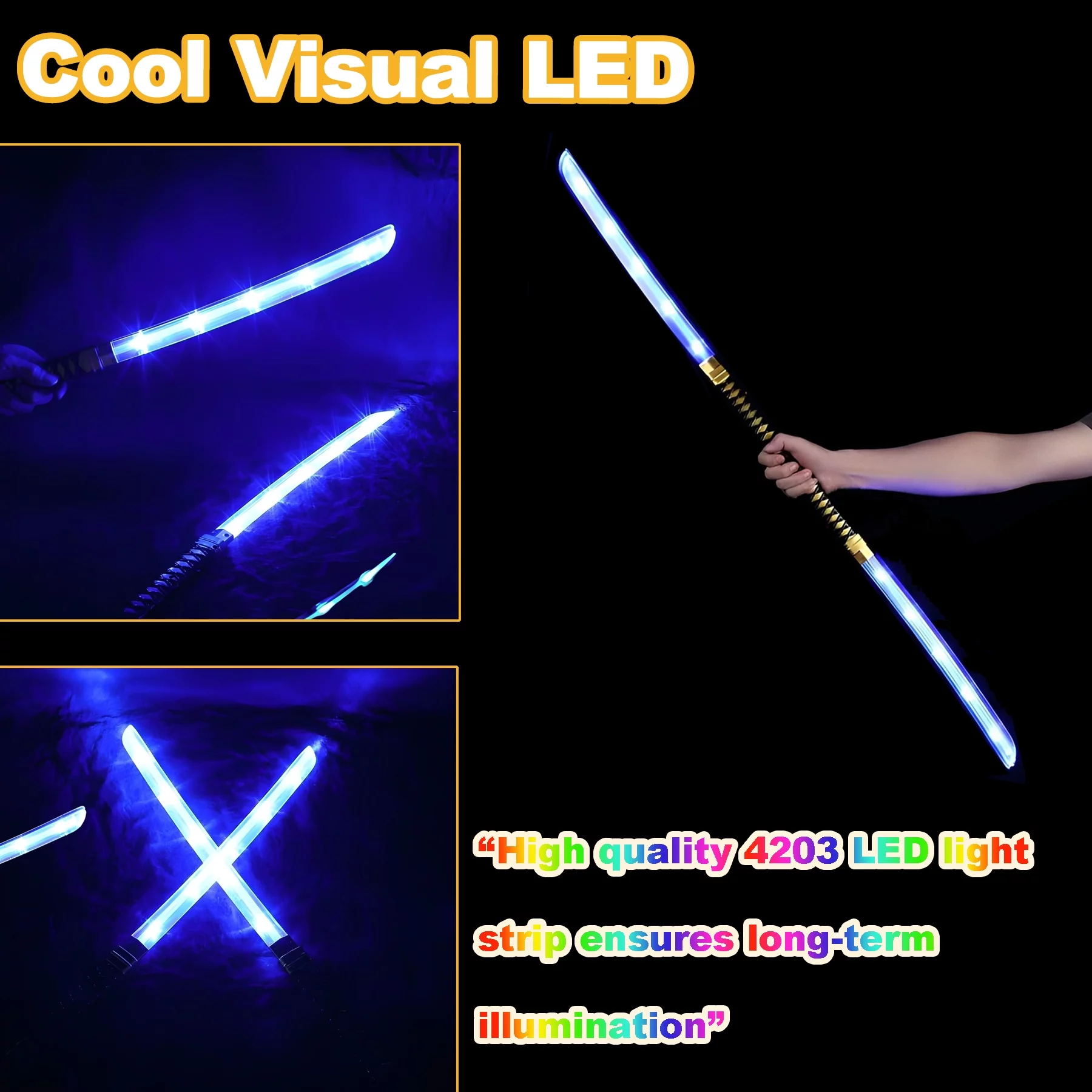 2 in 1 LED Light up Ninja Toy Sword with Motion Sounds Excellent Gift For Costume and Birthday (Green)