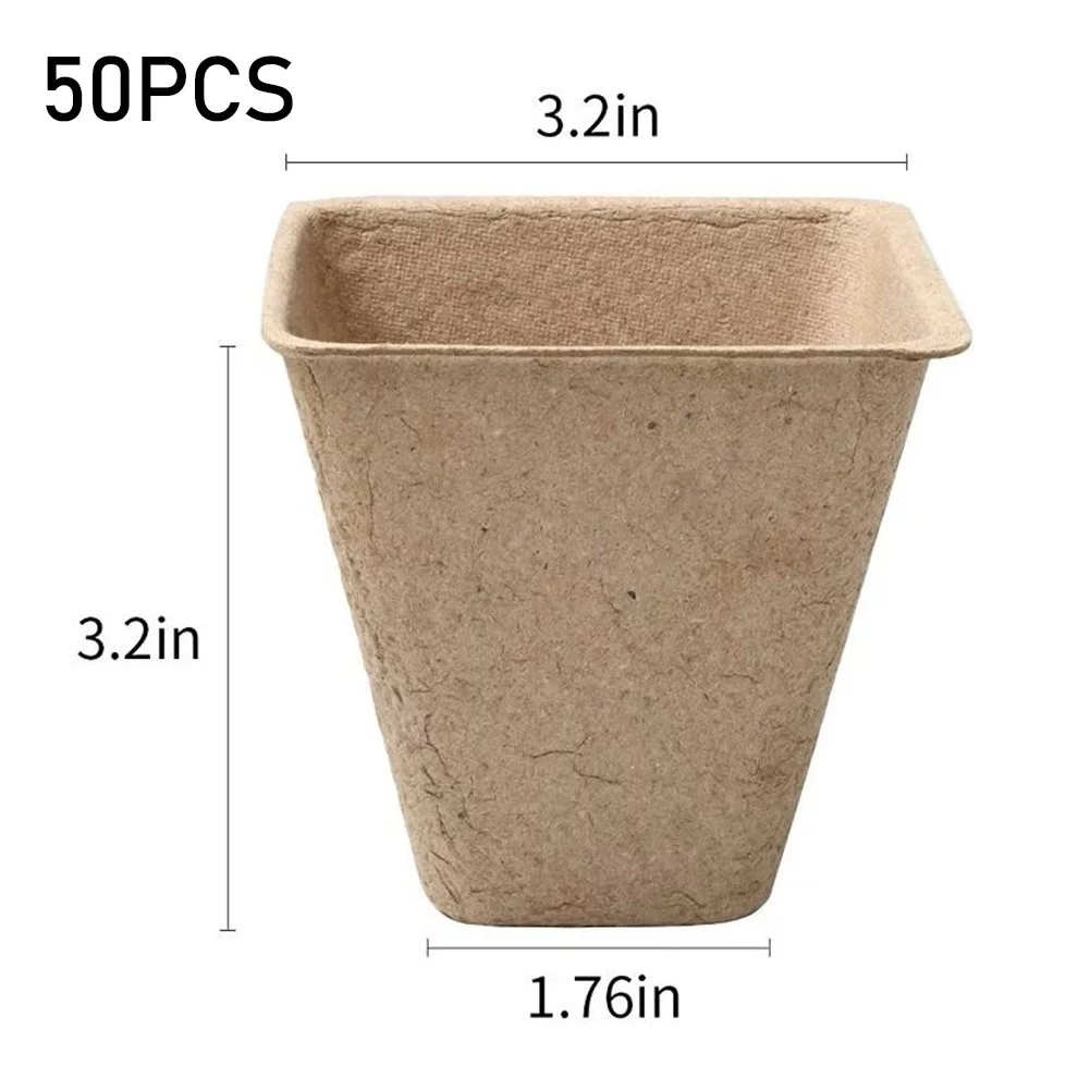 Square Biodegradable Paper Pulp Peat Plant Pots Nursery Cup Garden Tray