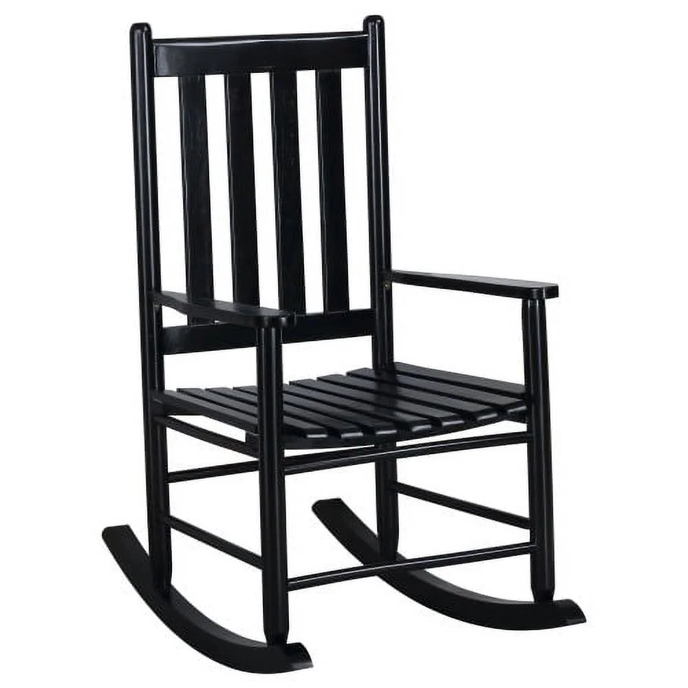 LEIYEHOOM Black Slat Back Rocking Chair