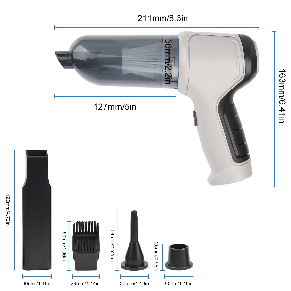 AIRKOUL 4 in 1 Upgrade Mini Car Vacuum Cleaner Air Blower Wireless Handheld Rechargeable