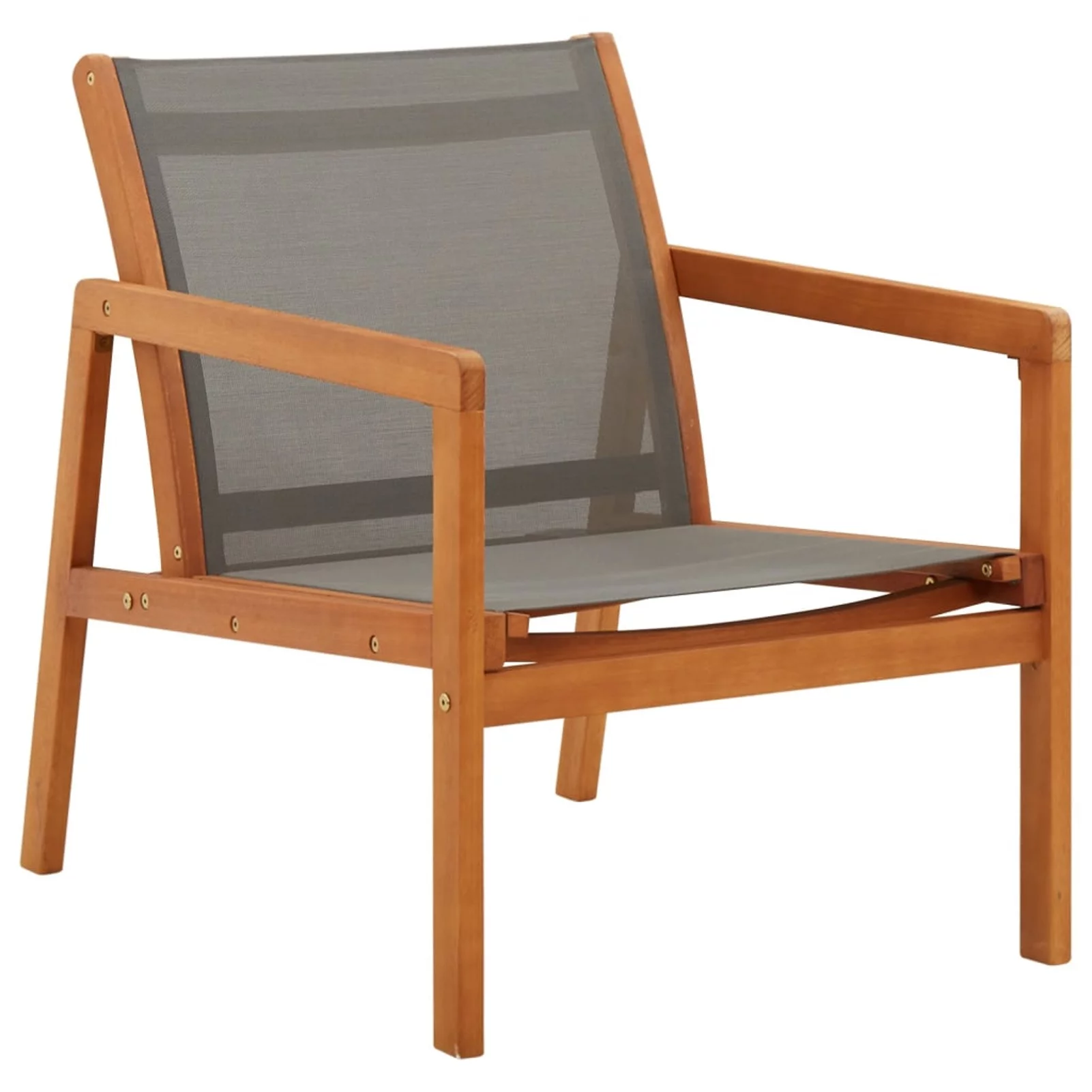 moobody Patio  Chair Eucalyptus Wood and Gray Textilene Garden Chairs for Balcony, Backyard,  Indoor Furniture 23.6 x 32.9 x 30.5 Inches (W x D x H)
