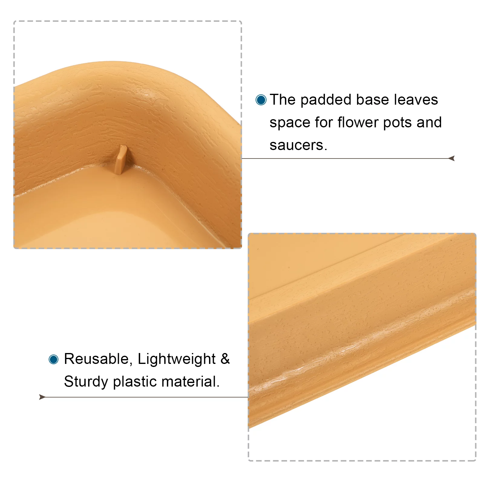 Uxcell 57x22cm Plastic Rectangular Plant Pot Saucer Flower Drip Tray, Terracotta