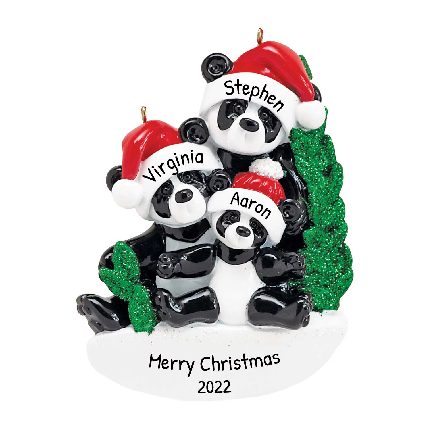 Personalized Family of 3 Panda Christmas Tree Ornament 2024 - Cute Animal Family Christmas Ornaments