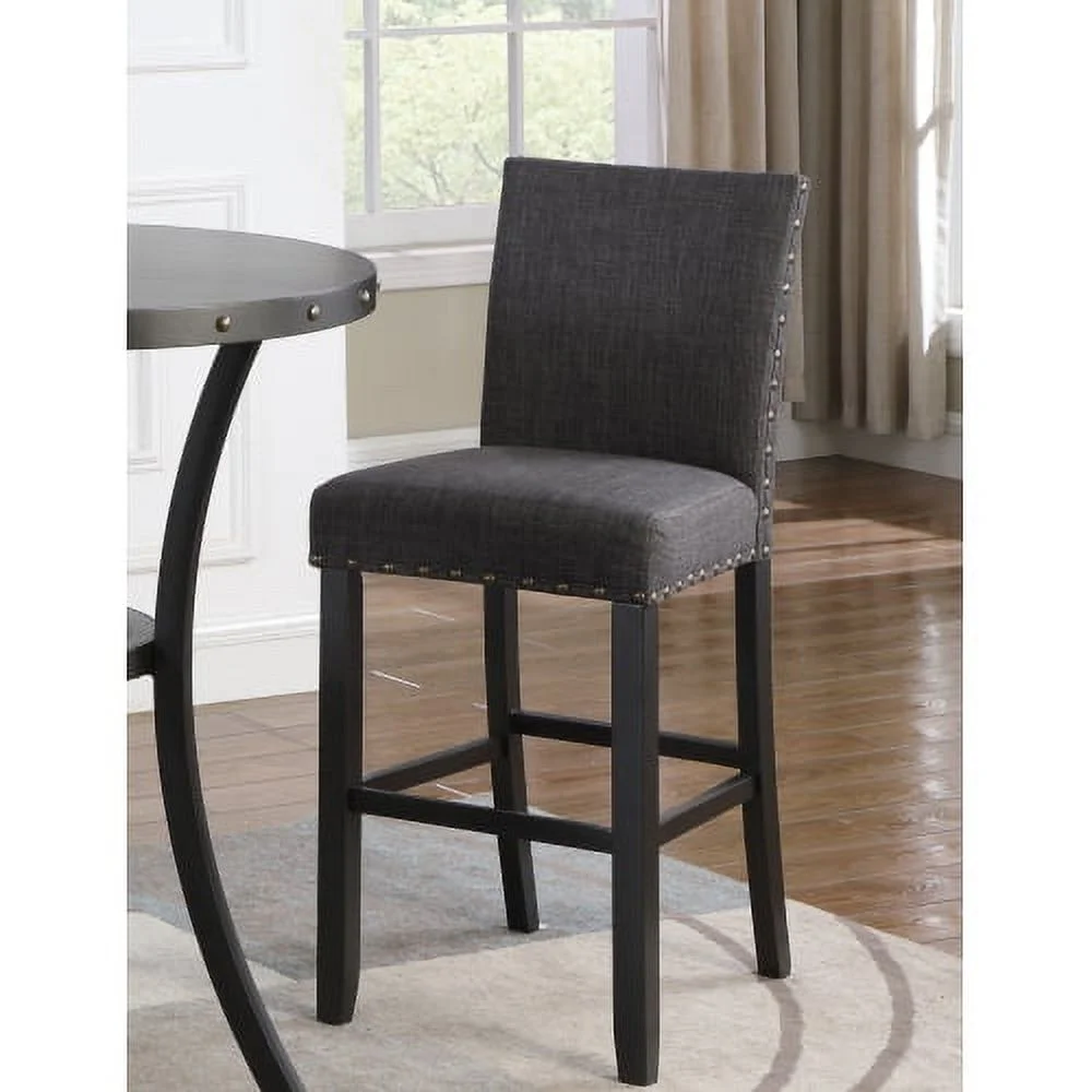 JHOOTUUO Biony Fabric  Stools with Nailhead Trim    Grey