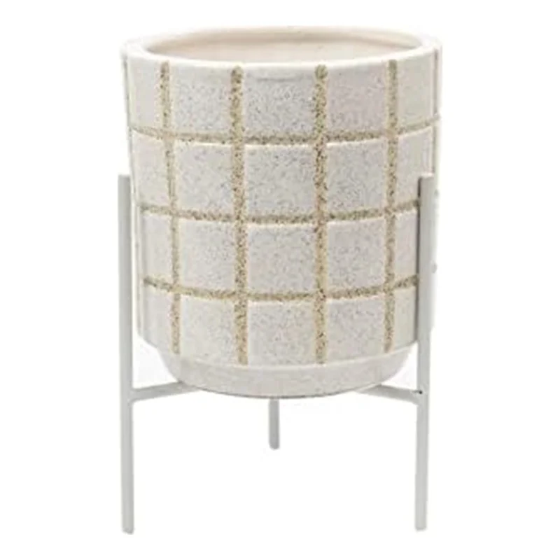 Truu Design White Ceramic Planter with Stand